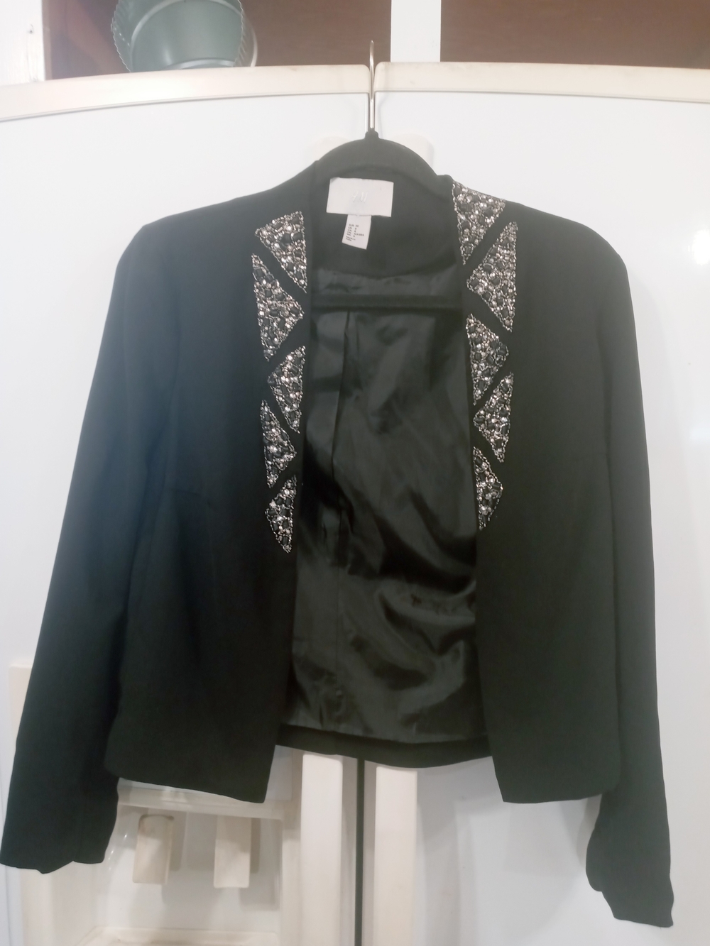 H & M Embellished Black Women's Open-Front Jacket